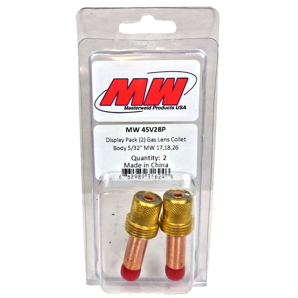Masterweld 2 Pk 45V 28P 5/32" Collet Body Gas Lens for Welding Torch 17/18/26
